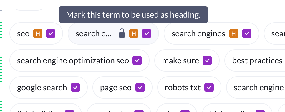 Mark terms to use as headings in Content Editor 2.0