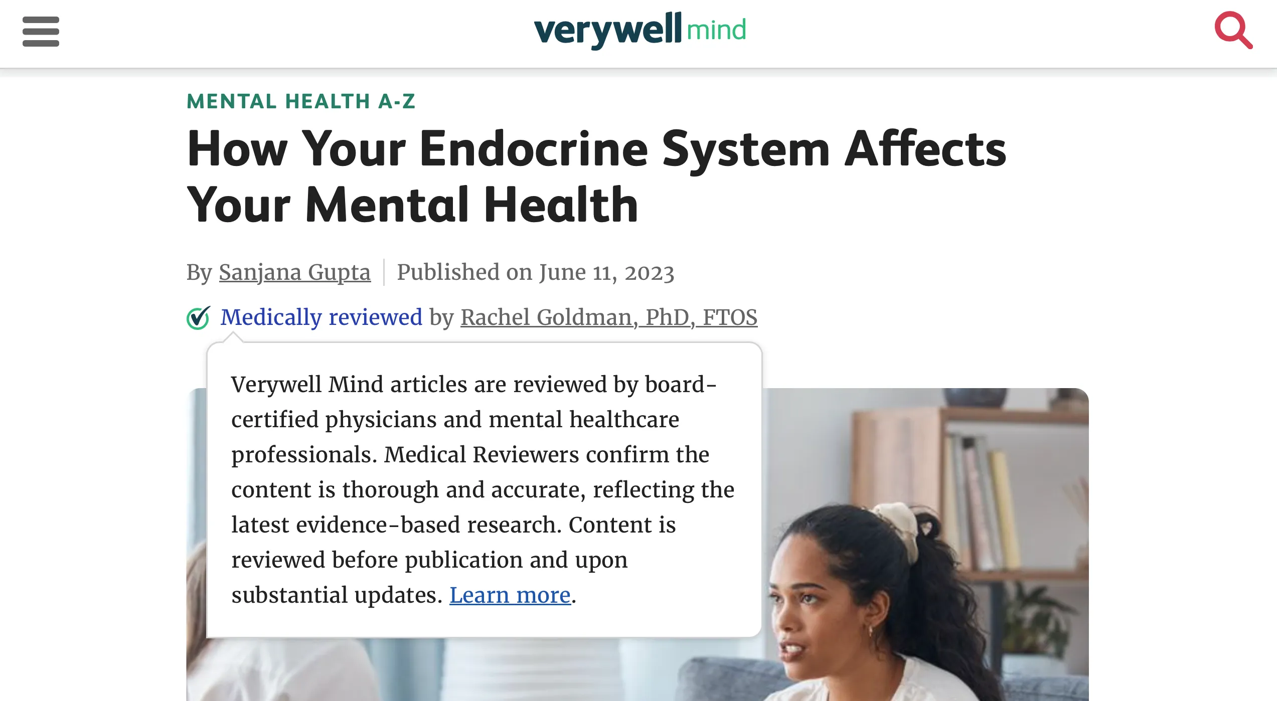 How VeryWellMind builds credibility by elaborating on what "medically reviewed" means.