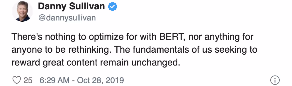 danny sullivan's tweet about bert