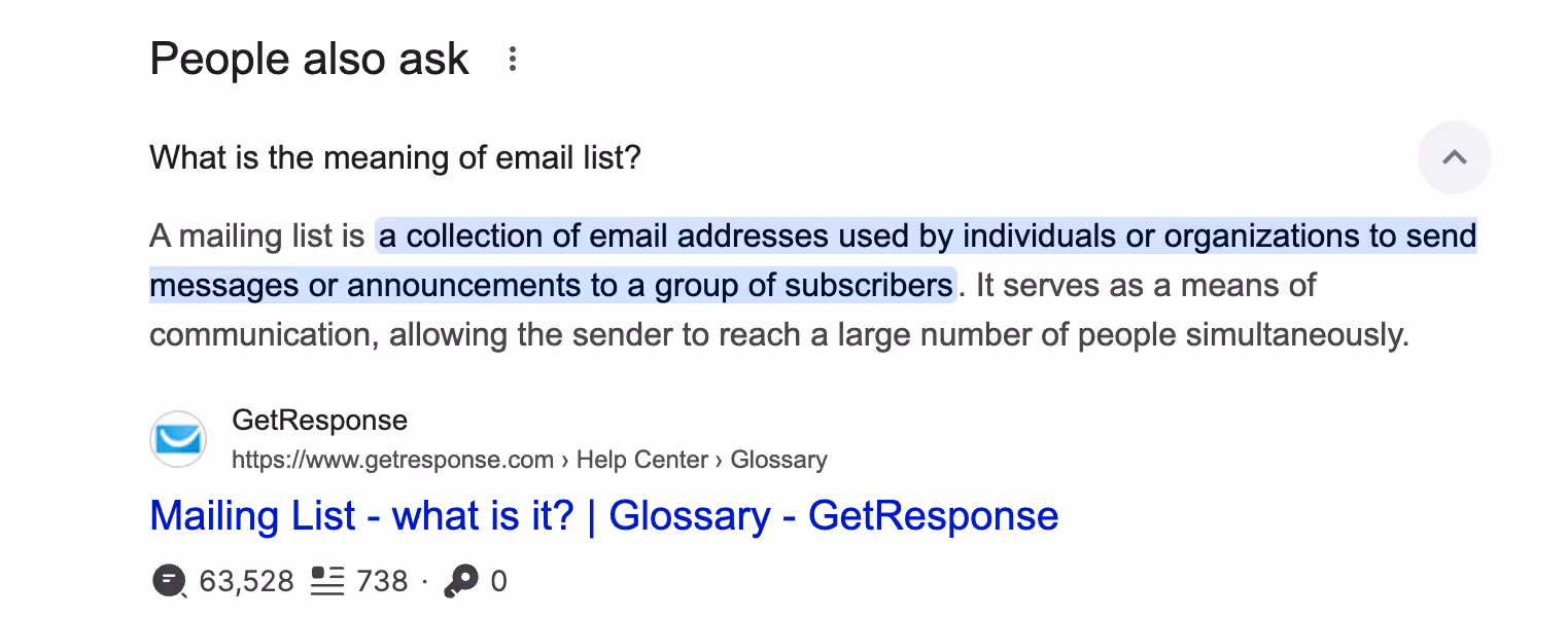 What is the meaning of mailing list example