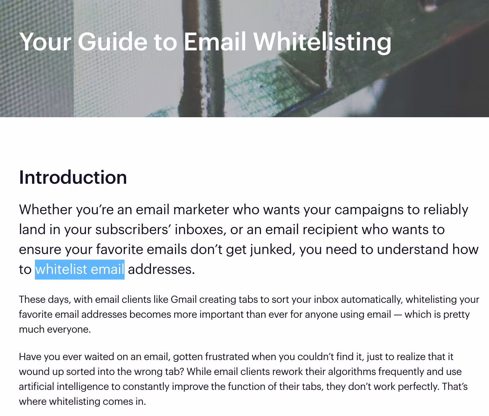 Campaign Monitor whitelist example