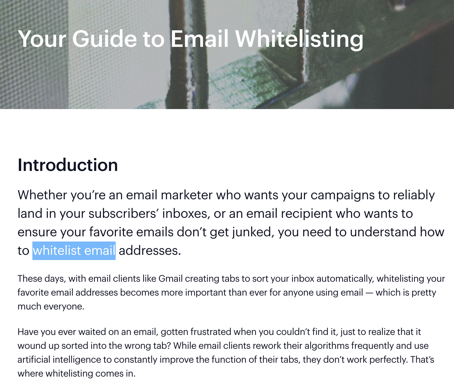 Campaign Monitor whitelist example