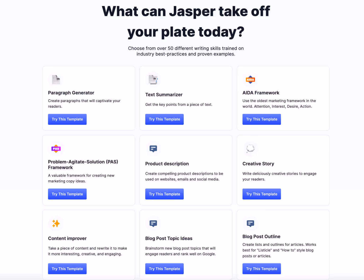 Jasper template dashboard