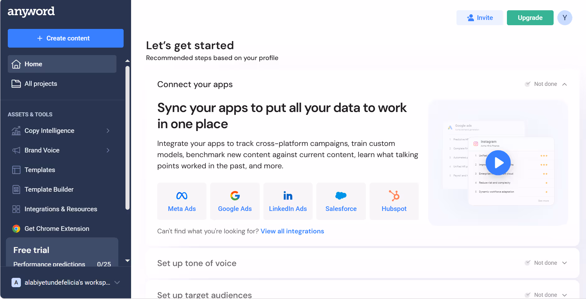 Anyword's dashboard