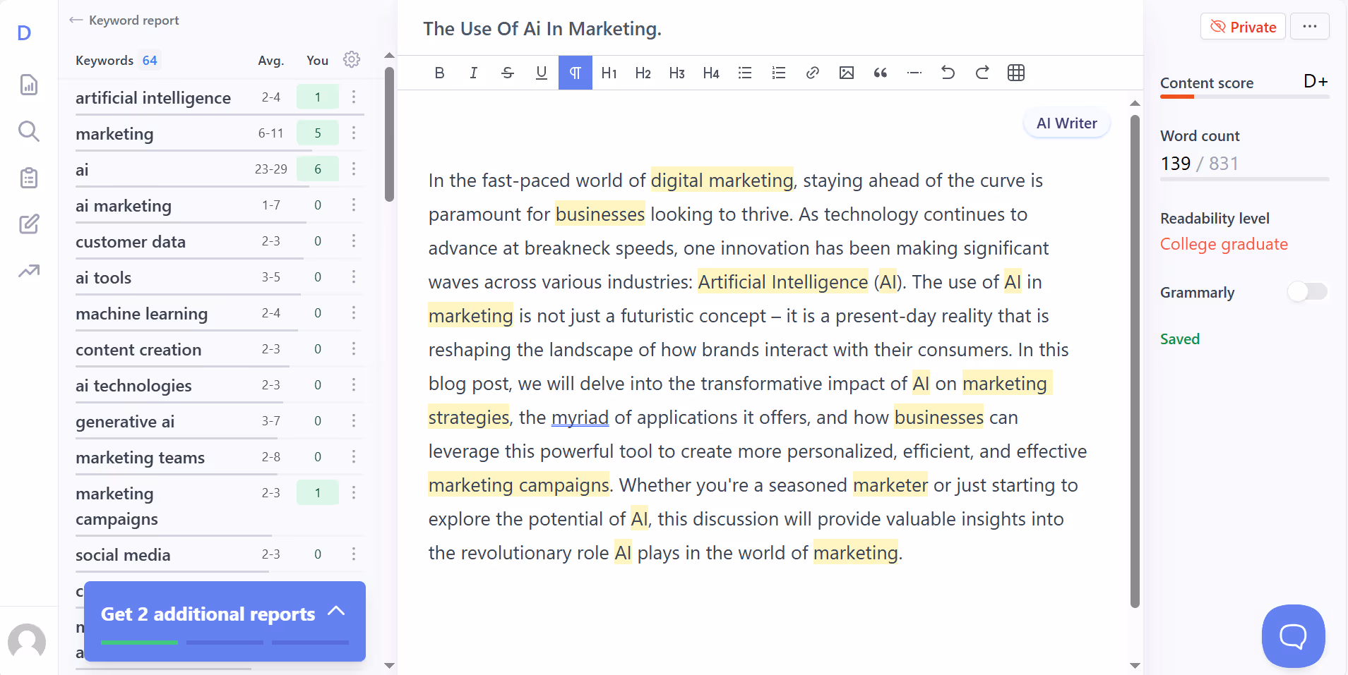 Dashword's output