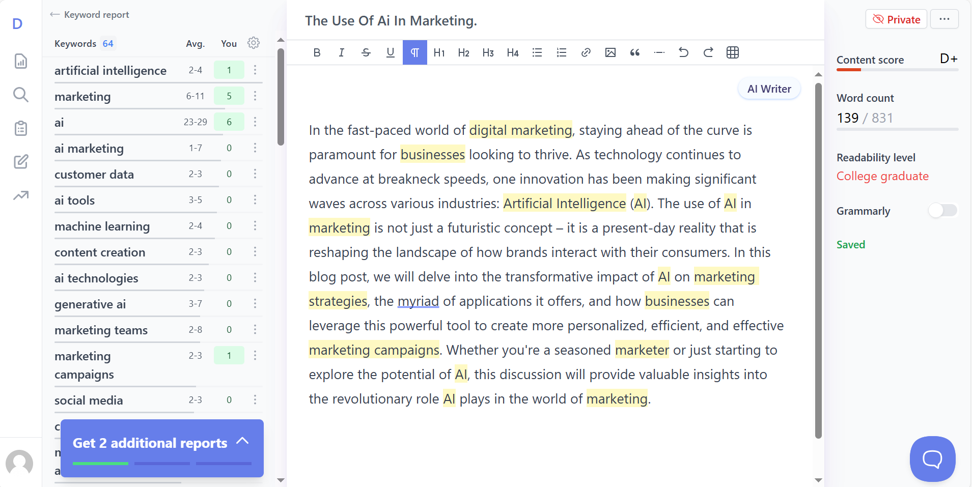 Dashword's output