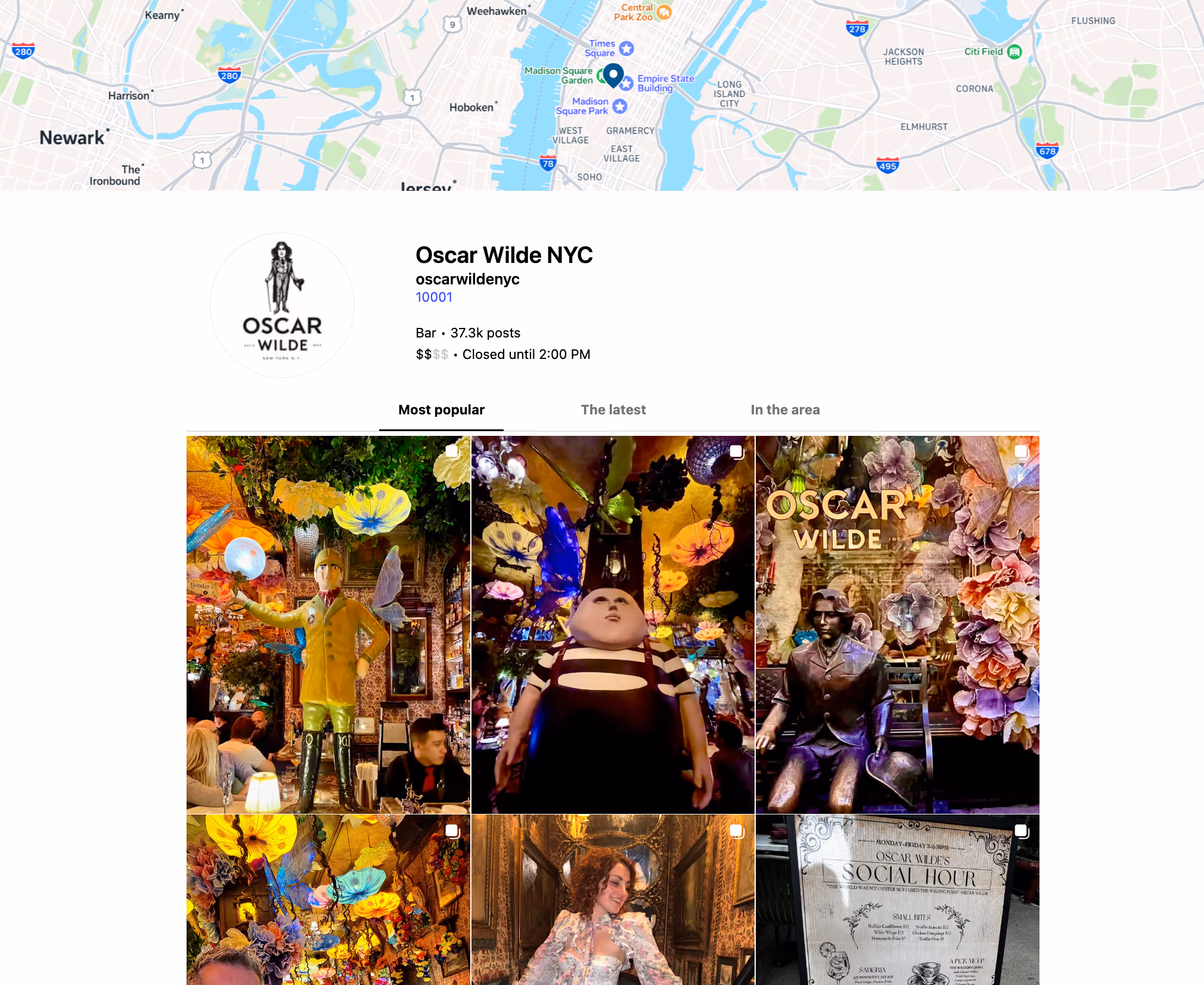 Source: https://www.instagram.com/explore/locations/226830877776498/oscar-wilde-nyc/