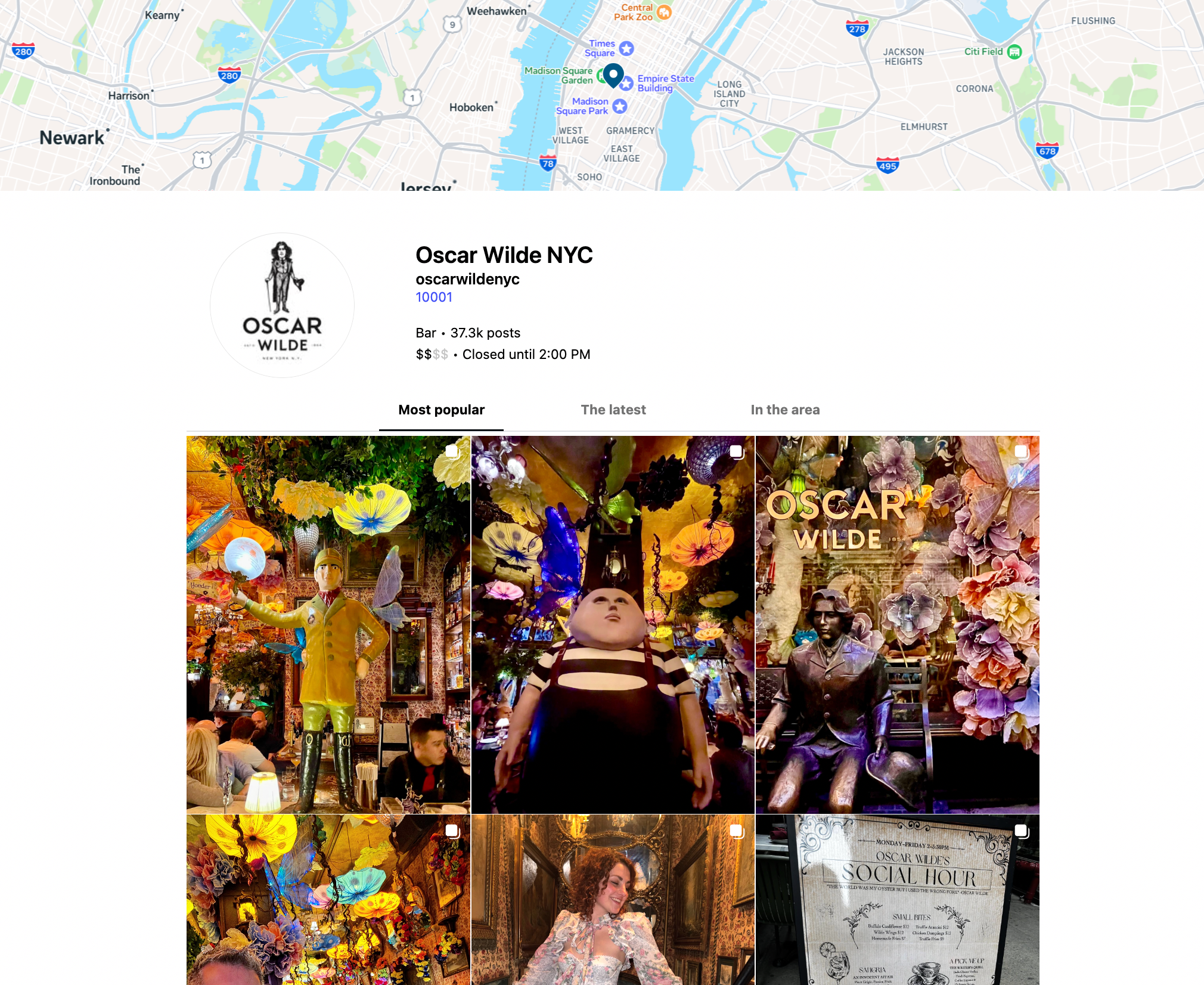 Source: https://www.instagram.com/explore/locations/226830877776498/oscar-wilde-nyc/