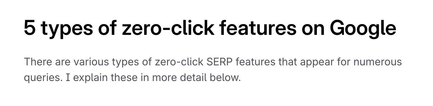 Zero click features example