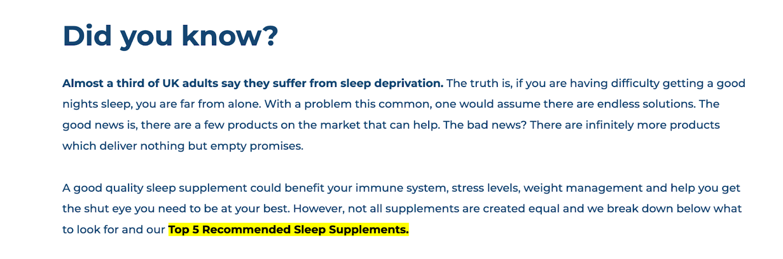 Sleep supplement article example 1