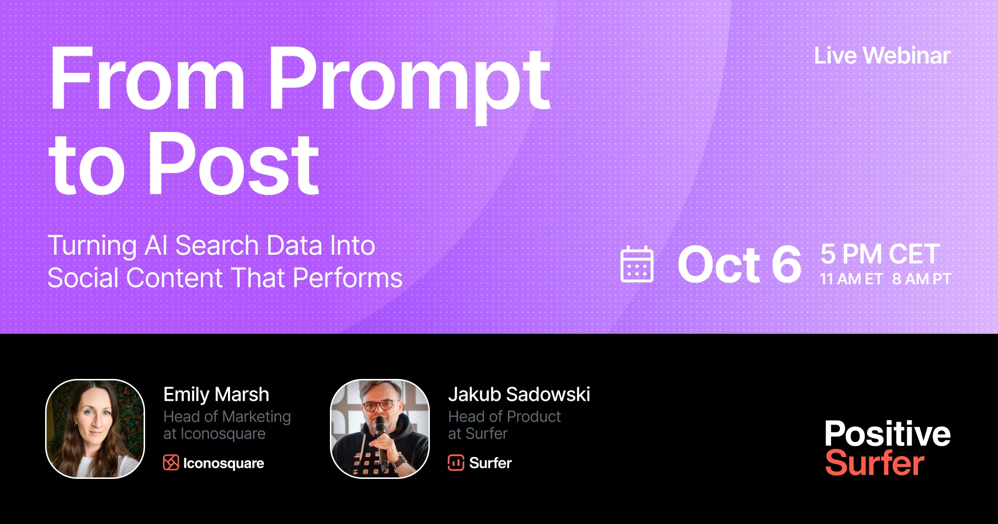 From Prompt to Post – live webinar with Emily Marsh and Jakub Sadowski, October 6